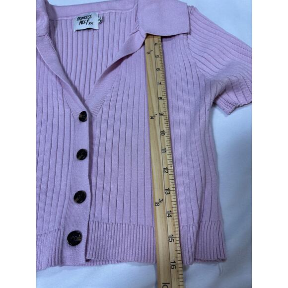 Princess Polly Ribbed Button Front Crop Top Pink M/L Y2K Boho - Picture 5 of 7